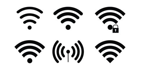 Wireless and wifi icon. Wi-fi signal symbol. Internet Connection. Remote internet access collection - stock vector.