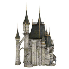 3d render fantasy castle tower medieval isolated - obrazy, fototapety, plakaty