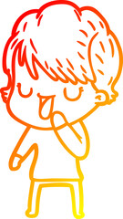warm gradient line drawing cartoon woman talking