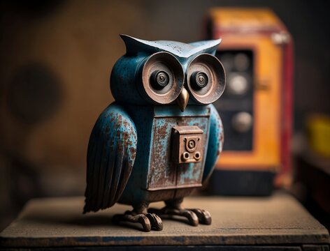 Rustic Rusty Metal Owl Statue