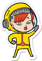 sticker of a cartoon astronaut woman