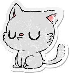 distressed sticker cartoon of cute kawaii cat