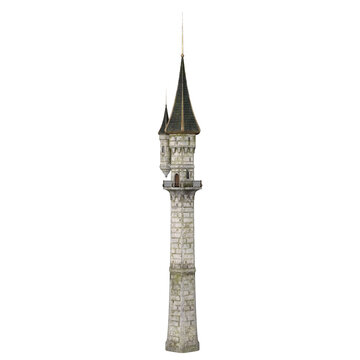3d render fantasy castle tower medieval isolated