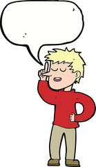 cartoon man with idea with speech bubble