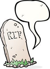 cartoon spooky grave with speech bubble