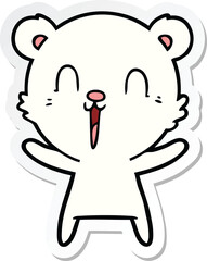 sticker of a happy cartoon polar bear