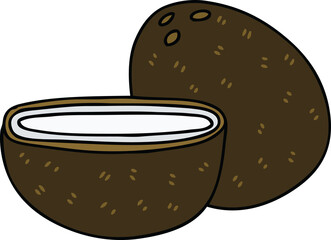 quirky hand drawn cartoon coconut