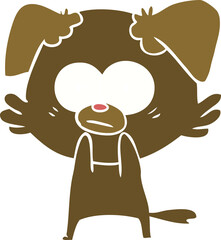 nervous dog flat color style cartoon