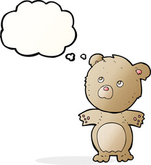 cartoon funny teddy bear with thought bubble