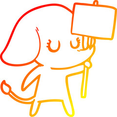 warm gradient line drawing cute cartoon elephant