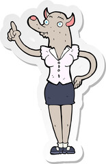 sticker of a cartoon werewolf woman with idea