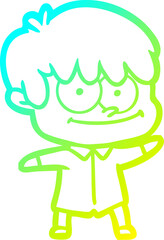 cold gradient line drawing happy cartoon man