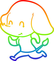 rainbow gradient line drawing cute cartoon elephant