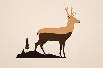 Simple and elegant 2D illustrations of a deer