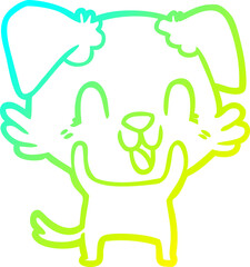 cold gradient line drawing laughing cartoon dog