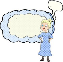 comic book speech bubble cartoon victorian woman in dress