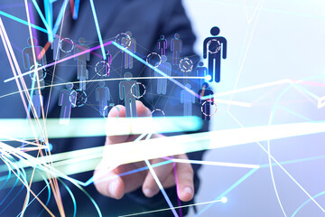 Neural network concept. Connected cells with links.