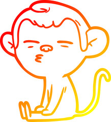 warm gradient line drawing cartoon suspicious monkey