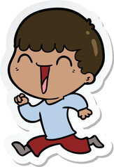 sticker of a cartoon happy man