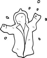 black and white cartoon wet rain coat