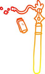 warm gradient line drawing cartoon fountain pen