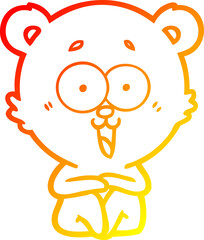 warm gradient line drawing laughing teddy  bear cartoon