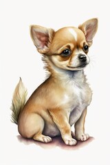 Obraz premium Little chihuahua dog cute children illustration. Isolated. Illustration of the character. 