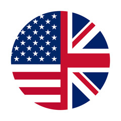 round icon with united states and united kingdom flags. PNG