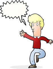 cartoon rushing man with speech bubble