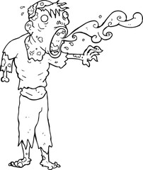 black and white cartoon gross zombie