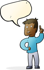 cartoon boy with idea with speech bubble