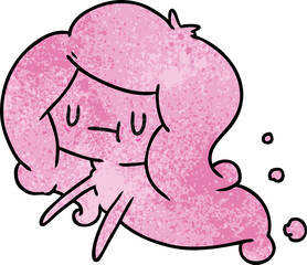 textured cartoon of a kawaii cute ghost