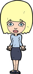 cartoon woman shrugging shoulders