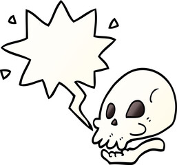 cartoon skull and speech bubble in smooth gradient style