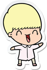 sticker of a happy cartoon boy