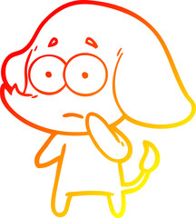 warm gradient line drawing cartoon unsure elephant