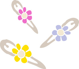 flat color illustration of a cartoon hair clips
