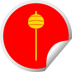 quirky circular peeling sticker cartoon golden sceptre