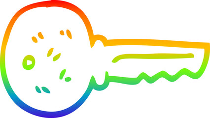 rainbow gradient line drawing cartoon metal key