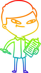 rainbow gradient line drawing cartoon boy