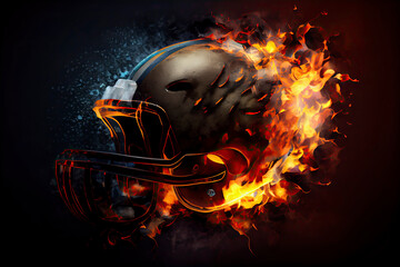 Realistic American football in the fire