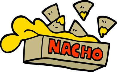 hand drawn doodle style cartoon nacho box
