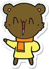 sticker of a happy bear cartoon