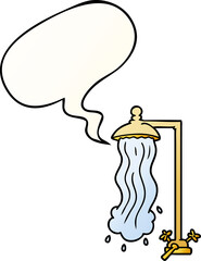 cartoon shower and speech bubble in smooth gradient style