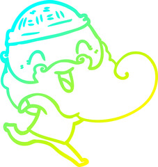 cold gradient line drawing happy bearded man