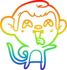 rainbow gradient line drawing crazy cartoon monkey