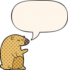 cartoon bear and speech bubble in comic book style