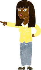 cartoon pretty woman pointing