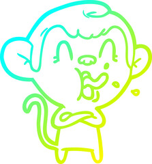 cold gradient line drawing crazy cartoon monkey