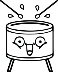 line drawing cartoon playing drum